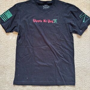 Grunt Style Yippie Ki Yay Black Tee with Red and Green Graphics